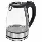 Clatronic - Glas-Wasserkocher WKS 3744 G (schwarz/silber, 2.200 Watt, 1,7 Liter)